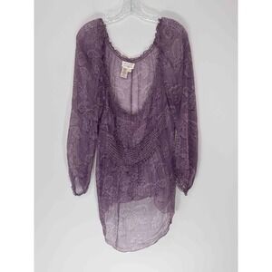 Max Studio Specialty Products Blouse Purple Silk Fairycore Whimsical Sheer 1X